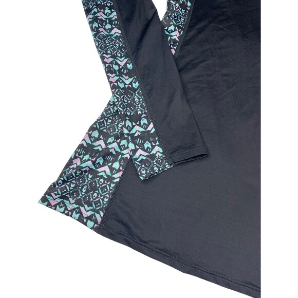 Patagonia Rashguard Top Women Size Medium Black/Green Pink Long Sleeve Nylon - Picture 8 of 10